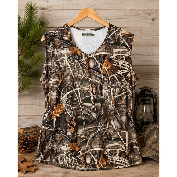 Hatchie Tops - Hatchie Women's Camouflage Vest XL Sleeveless Hunting Outdoor Camo Top Woodland
